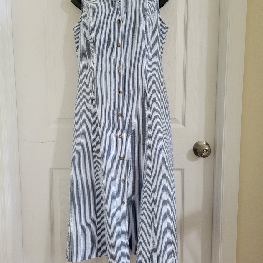 Anne Klein Fit and Flare seersucker dress size 10